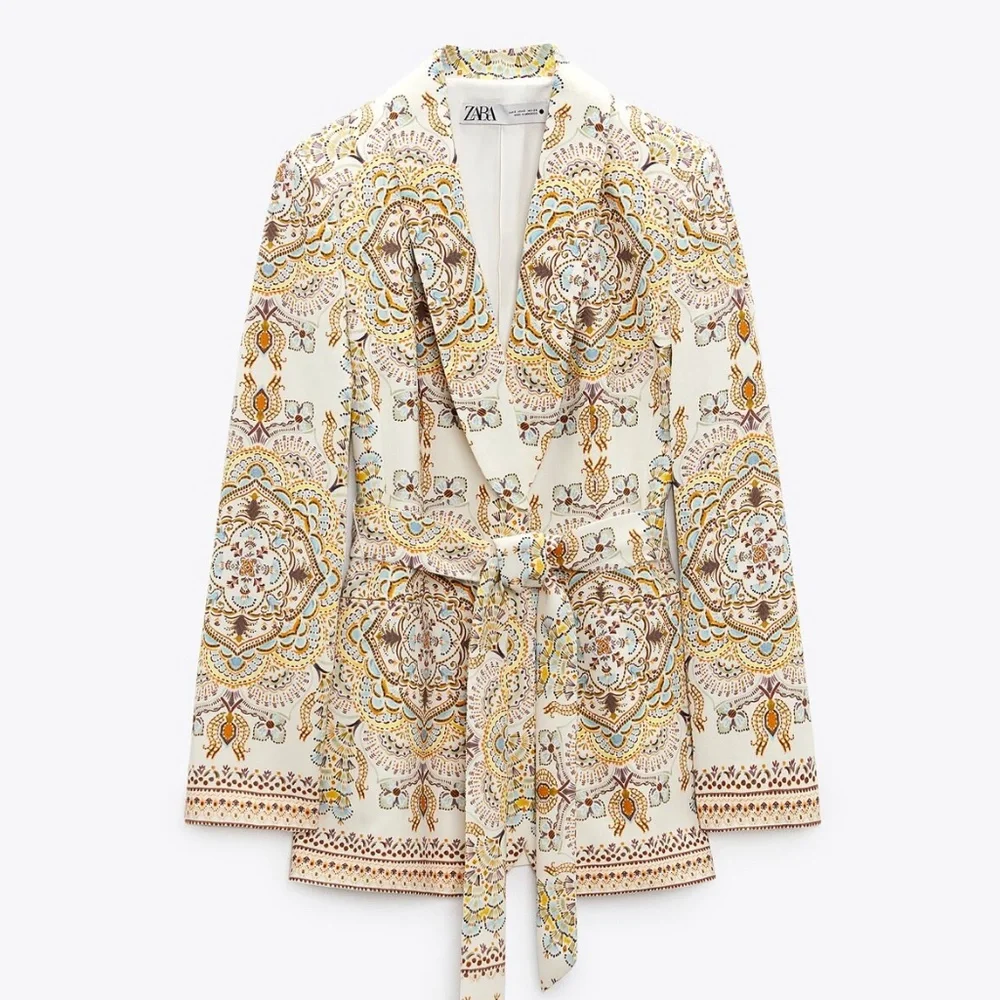 Zara limited edition linen printed blazer - Picture 5 of 8
